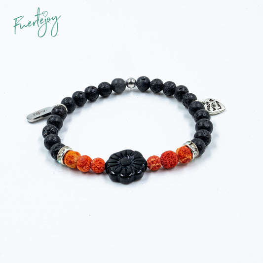 Pulsera de lava "Flor" plata para ella