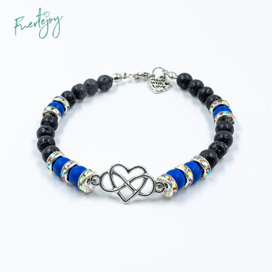 Pulsera de lava "Infinitylove" azul para ella