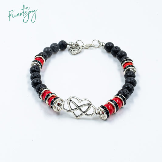 Pulsera de lava "Infinitylove" roja para ella