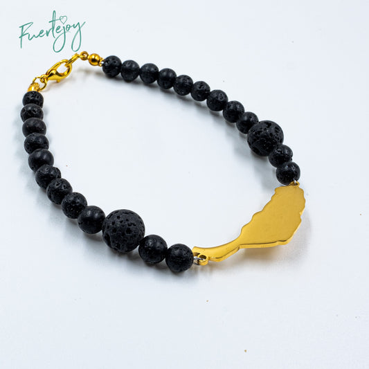 Fuertejoy Armband für Ihn, handgemacht mit lavaperlen